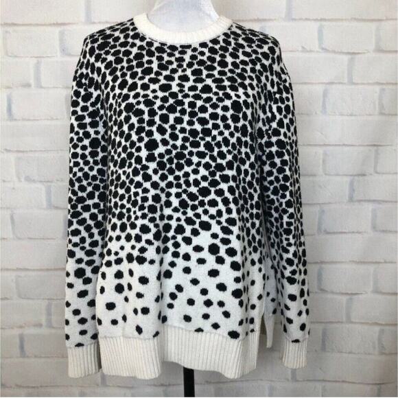 Mara Hoffman Dot Print Knit Sweater Sz M Black White Women Elegant - Picture 3 of 5
